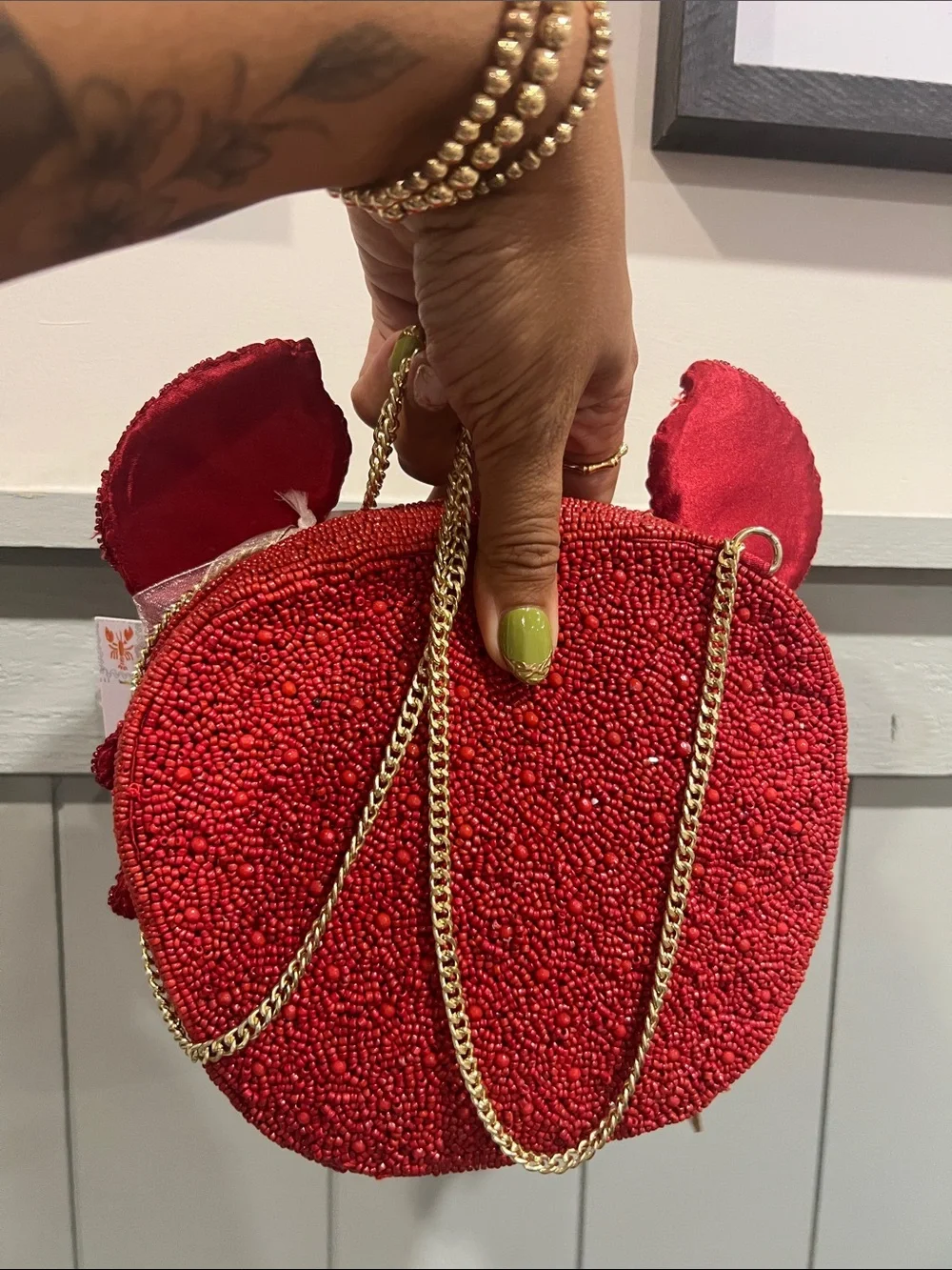 Hand-Beaded Red Crab Evening Clutch